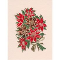 Bouquet de Poinsettia ou étoiles de Noël, carte de Noël