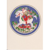 Cheval à bascule de Noël, carte de Noël 