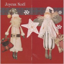 Carte Joyeux Noël " Père Noël et Poupées chiffons"