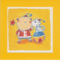 Carte anniversaire enfant Chat clown équilibriste