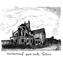 Eglise Montierneuf de Poitiers, plume et encre de chine.