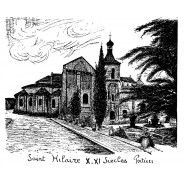 Carte Eglise Saint Hilaire de Poitiers, dessin à la plume