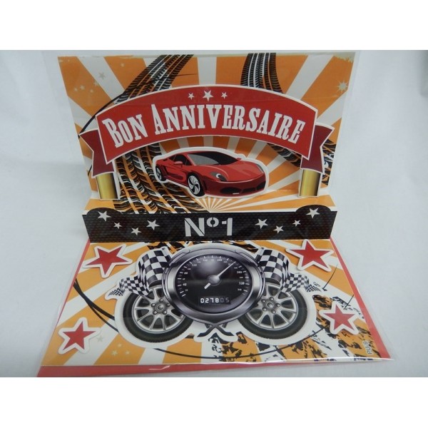 Carte anniversaire homme avec voiture