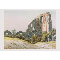 "Les Ruines d'Eldena" de Caspar David Friedrich, tableau reproduit en carte postale.