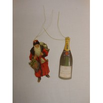 Père Noël et Bouteille de Champagne, étiquettes pour cadeaux de Noël