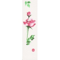 Marque-pages "La Rose" aquarelle japonisante