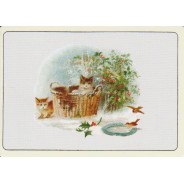 Les chatons et les oiseaux, mini carte de Noël