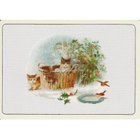 Paix de Noël entre chatons et petits oiseaux : mini-cartes et étiquettes cadeaux 