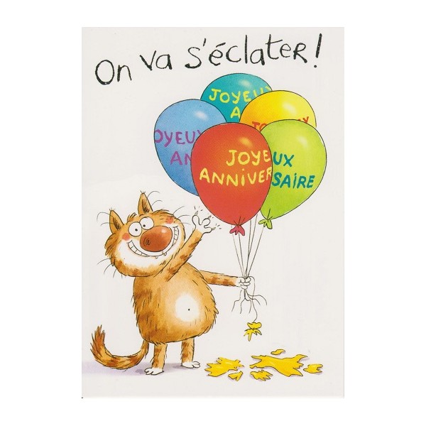 Carte D Anniversaire Humoristique Le Chat Aime Les Ballons Et Sort Ses Griffes