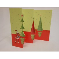 Père Noël aux 3 sapins, carte en 3 volets à ouvrir.