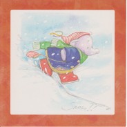 Jack l'Elephanteau dans la neige, carte de Noël pour enfants