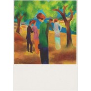 Dame à la veste verte" de August Macke, reproduction sur carte postale