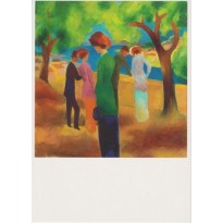 "La Dame en veste verte" de August Macke, reproduction sur carte postale