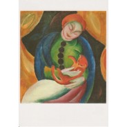"Jeune Fille au Chat" de Franz Marc, carte postale reproduction
