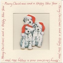 Carte de Noël  avec Magnet Trois petits Dalmatiens