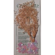 Gerbes naturelles pailletées miniatures et coeurs de fleurs jaunes pour créations scrapbooking.