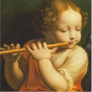 Ange jouant de la flûte, carte reproduction d'une oeuvre de Bernardino Luini