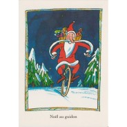 Père Noël au guidon, carte de Joyeux Noël