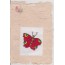 5 Papillons brodés montés en cartes de papier épais  fabriquées entièrement main.