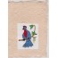 Jeu de 5 oiseaux brodés montés en cartes de papier épais  fabriquées entièrement main.