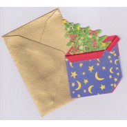 "Sapin de Noël" et son enveloppe or, étiquette en mini-carte de Noel