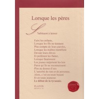 "Lorsque les pères" poème de Platon sur la Tyrannie en carte double