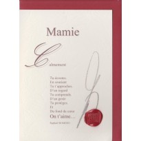 "Mamie, on t'aime" poème de Raphaël Romero sur carte double.