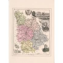 Carte d'une ancienne carte géographique de la Vienne-