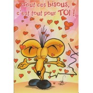 Des bisous pour tous en toutes circonstances, carte postale messages