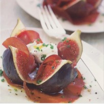 Figues fraîches, bresaola et Mascarpone, carte postale photo d'art