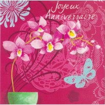 Joyeux Anniversaire, carte postale à branche d'orchidées