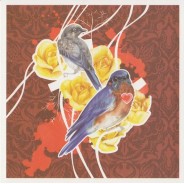 Oiseaux Bleus en couple, carte d'art