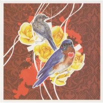 Oiseaux Bleus en couple, carte d'art