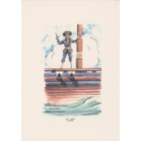 Pirate "Tintin Francoeur", carte postale aquarellée