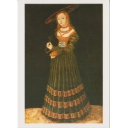 Portrait de jeune femme au myosotis par Lucas Cranach, carte postale reproduction