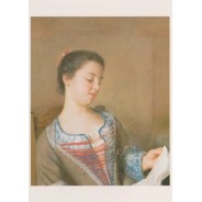 Portrait de Mademoiselle Laverge de Jean-Etienne Liotard, reproduction du tableau en carte postale