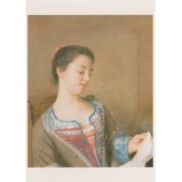 Portrait de Mademoiselle Lavergne de Jean-Etienne Liotard, reproduction du tableau en carte postale