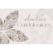 Sincères Condoléances, carte double motifs or