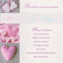 "Plus qu'hier, moins que demain", carte Saint Valentin