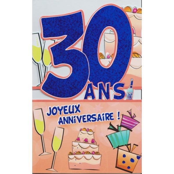 Cartes anniversaires des dizaines de 30 ans à 90 ans - Carterie