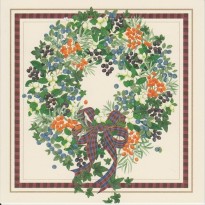 Couronne de l'Avent en encadré écossais, carte de Noël