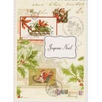 Cartes de Noël vintage à motifs variés, à bords découpés