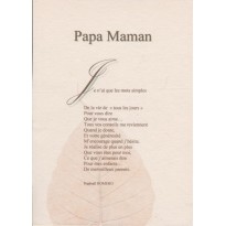 Textes de Raphael Romero, papier fabriqu&eacute; &agrave; la feuille avec inclusion feuillages