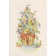 Sapin de Noël en fruits et feuillages givrés, carte de Noël