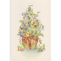 Sapin de Noël en fruits et feuillages givrés, carte de Noël