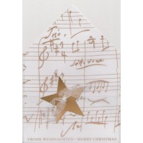 Etoile et portée musicale or sur transparent, carte de voeux