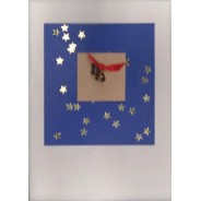 Clochettes miniatures sur ciel étoilé, carte de Noël