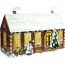 Maison avec enfants dans la neige, carte de Noël 3D