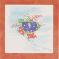 Jack l'Elephanteau en hiver, carte de Noël pour enfants