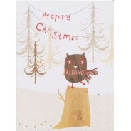 Joyeux Noël avec une chouette, carte de Noël
